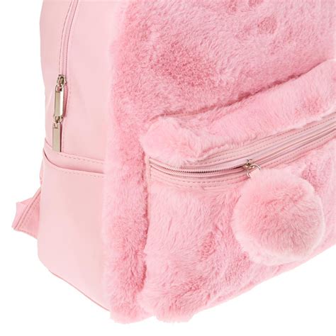 pink fluffy backpack.